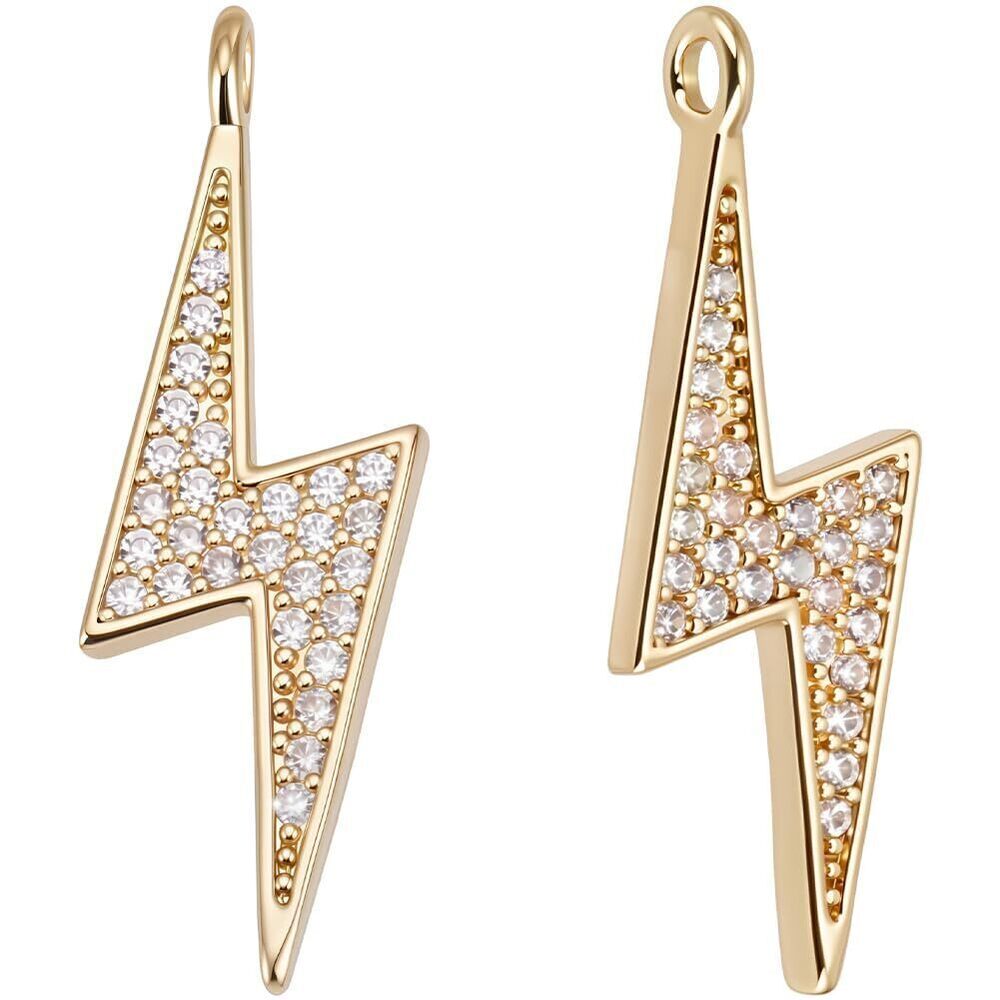 5567 1 Box 8Pcs Lightning Charms 18K Gold Plated Cubic Zirconia Bolt Flash